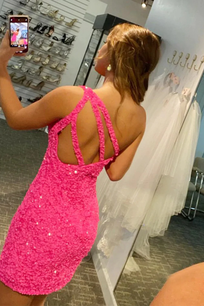 Hot Pink Homecoming Dress 2022 Bodycon Short Dress