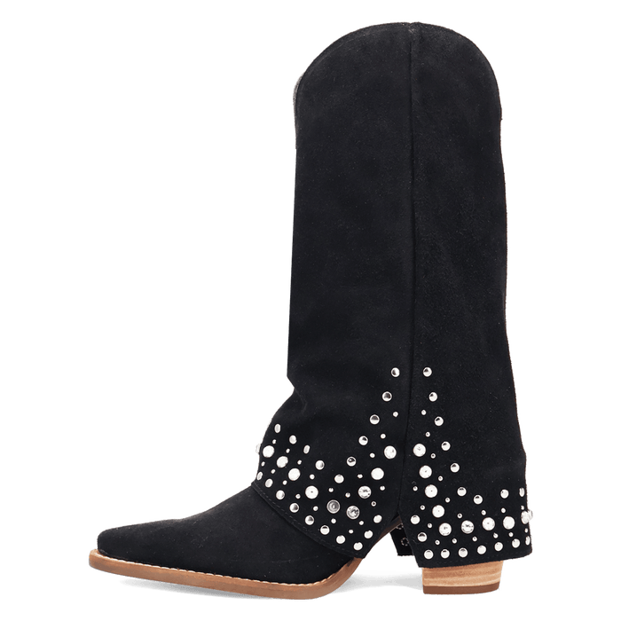 PRODUCT SHOT HOWDY HONEY SUEDE LEATHER BOOT AT 135 DEGREE OUTSIDE ANGLE