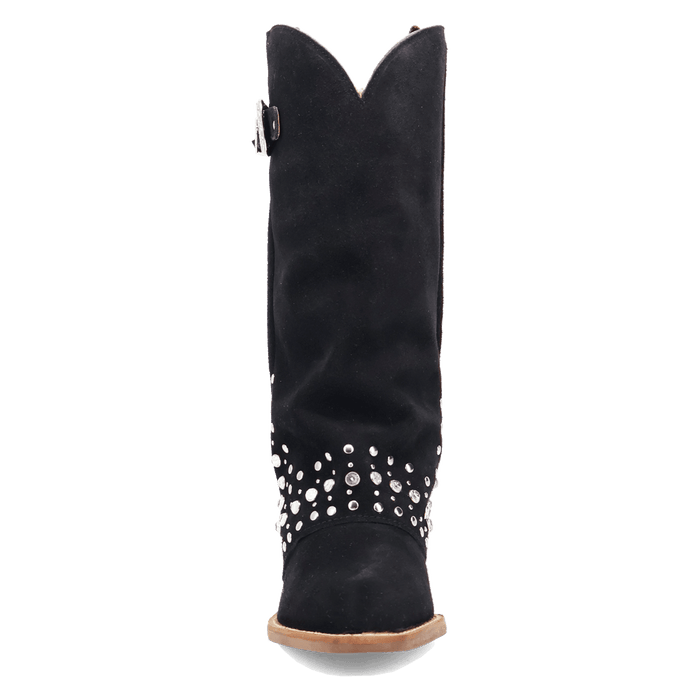 PRODUCT SHOT HOWDY HONEY SUEDE LEATHER BOOT AT FRONT ANGLE