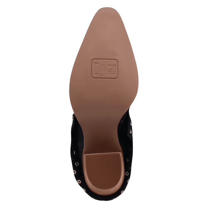 PRODUCT SHOT HOWDY HONEY SUEDE LEATHER BOOT AT OUTSOLE ANGLE