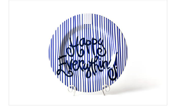 Indigo Skinny Stripe Big Happy Everything! Round Platter