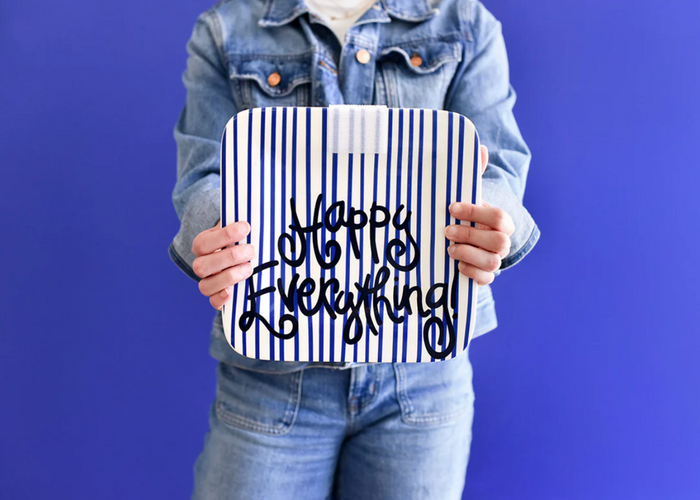 Indigo Skinny Stripe Mini Happy Everything! Platter