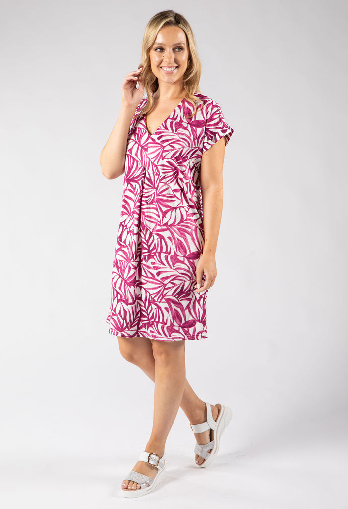 Isa Silk Touch Palm Print Dress