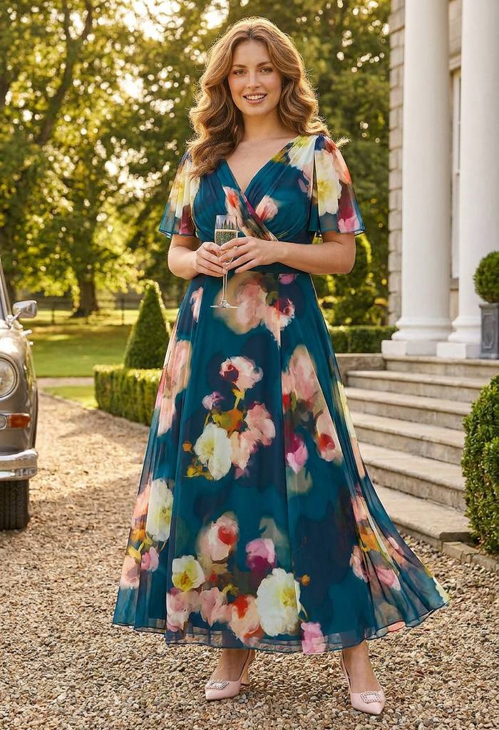 Isabelle Curve+ Float Sleeve Maxi Dress