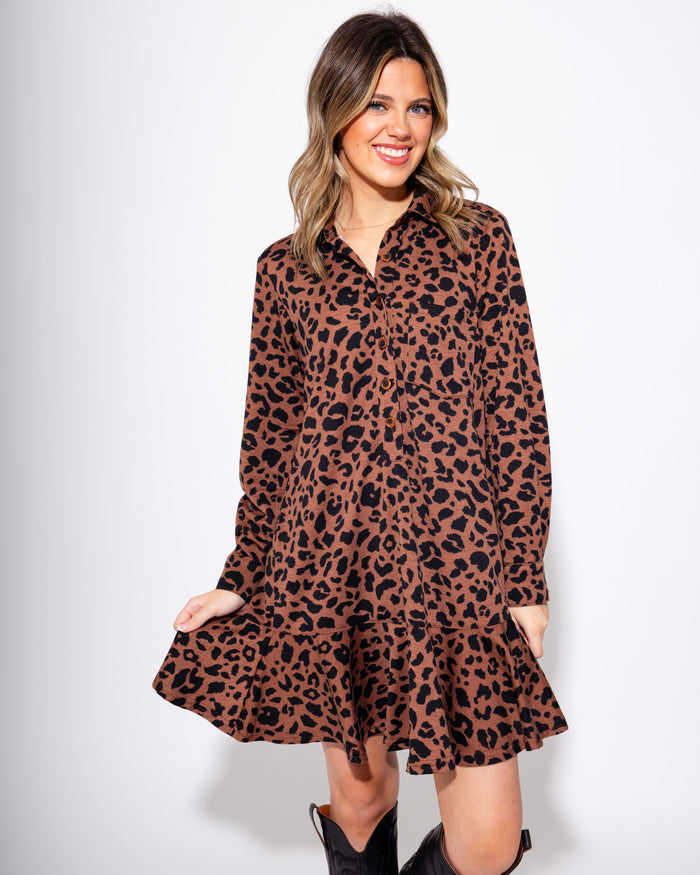 Ivy Jane | Leopard Knit Shirt Dress
