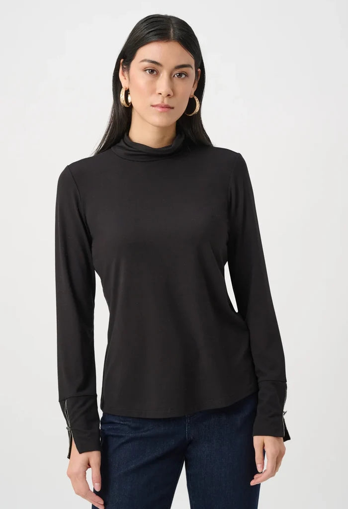 Jersey Fitted Mock-Neck Top