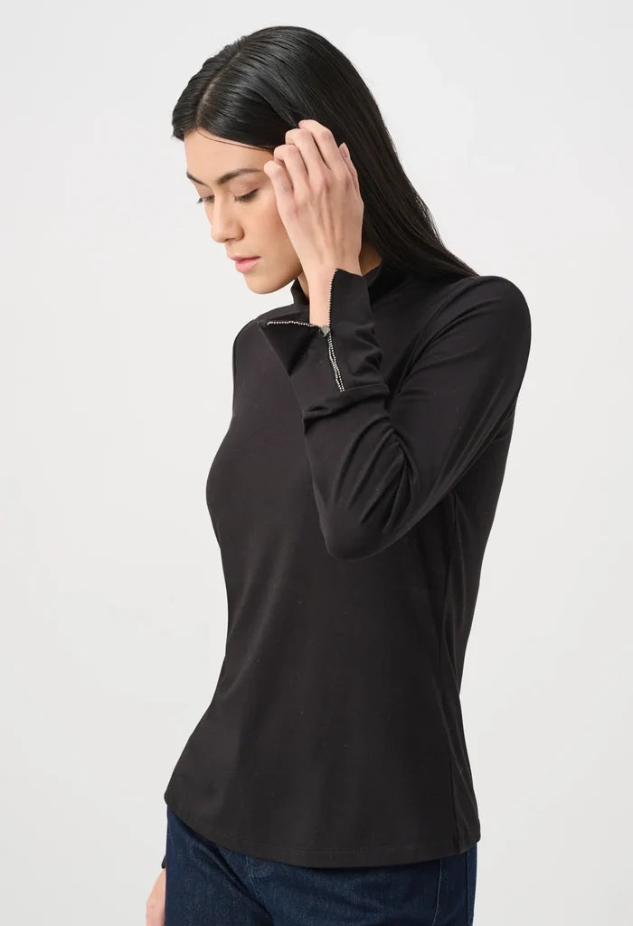Jersey Fitted Mock-Neck Top