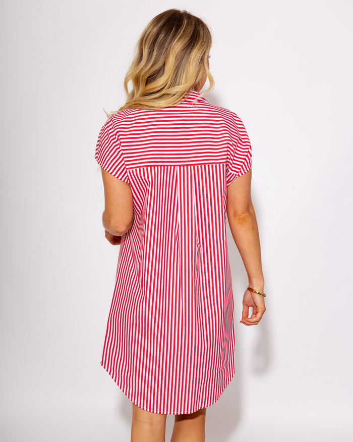 Jude Connally | Carter Dress in Cotton Stripe Red