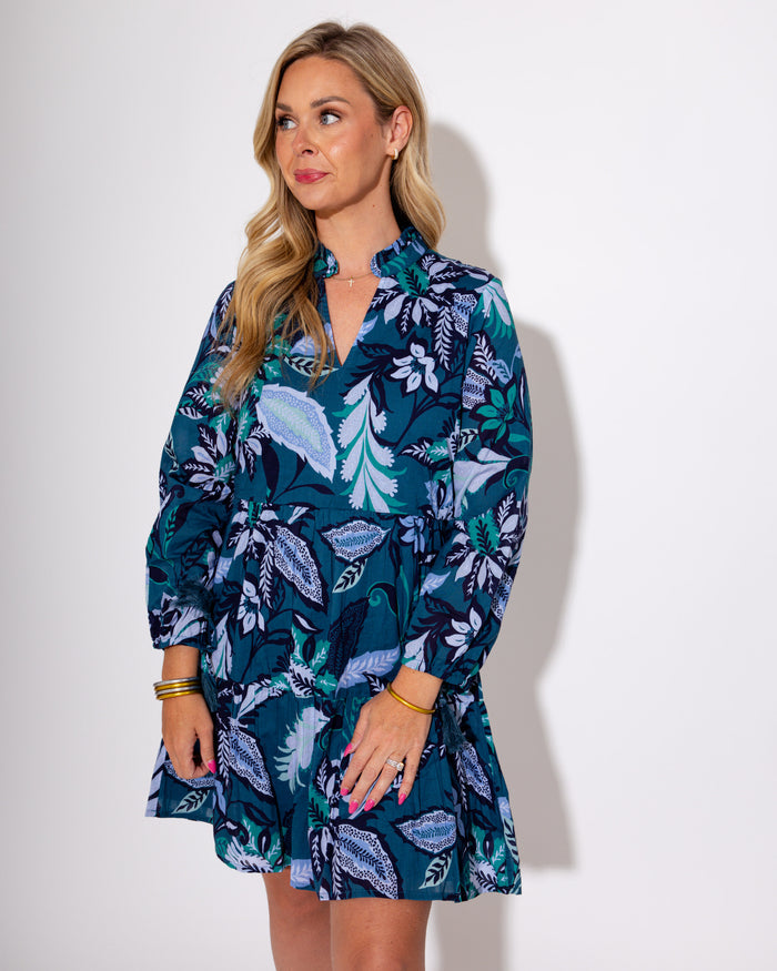 Jude Connally | Monaco Dress in Falling Floral Peacock
