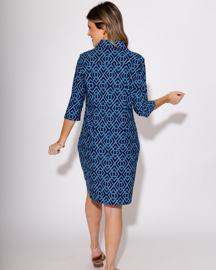 Jude Connally | Susanna Dress in Garden Lattice Navy/Peacock