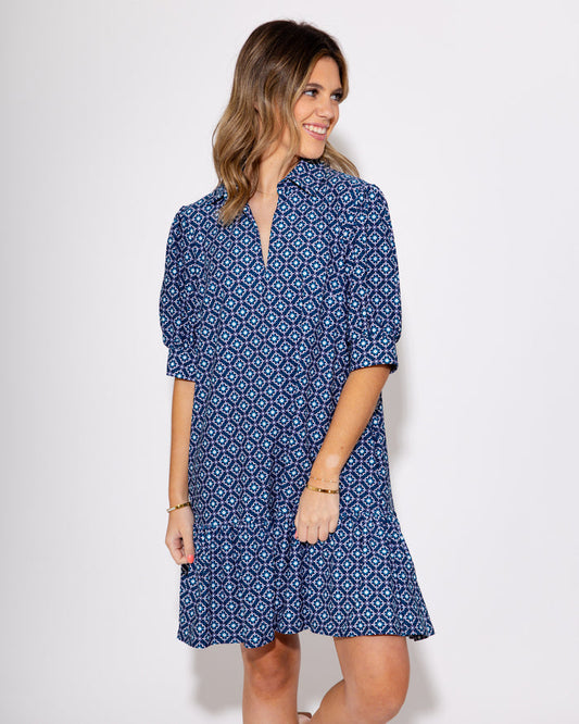 Jude Connally | Tierney Dress in Floral Mosaic Navy