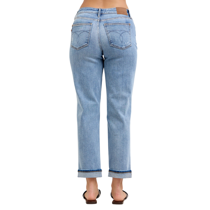 Judy Blue: Mid Rise Boyfriend w/ Destroy & Cuff *82688REG