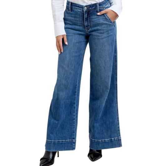 Judy Blue: Mid Rise Petite Retro Wide Leg Trouser *82674-PT-REG