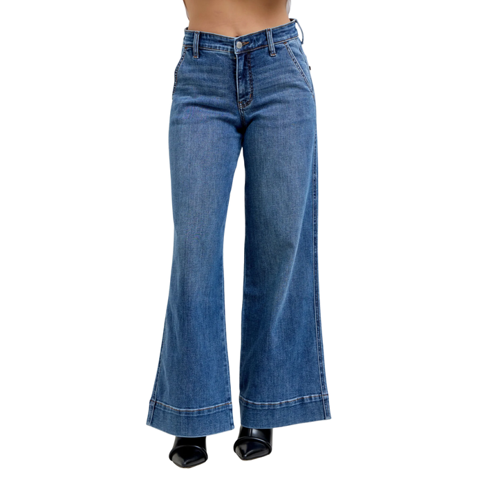 Judy Blue: Mid Rise Petite Retro Wide Leg Trouser *82674-PT-REG