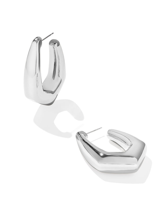 Kaia Hoop Earring in Rhodium Polished Metal