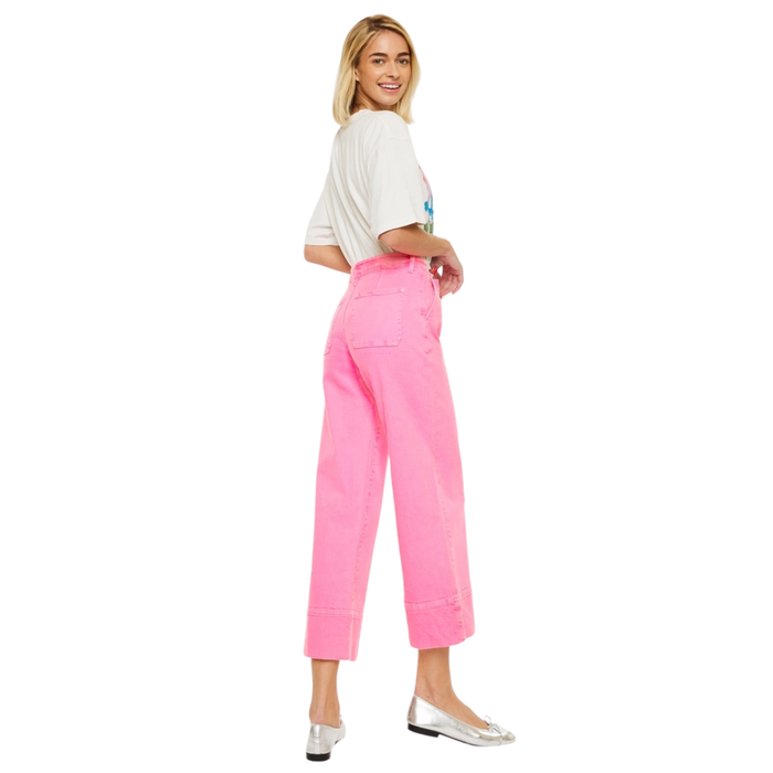 Kan Can: High Rise Wide Leg Cropped Jeans
