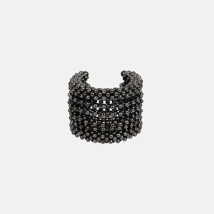 Khutulun 4d cuffs beaded adjustable high quality polymer metal beads jet black from object and dawn front view ghost image