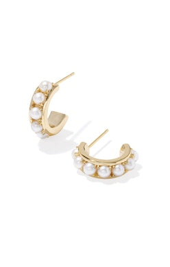 Krista Huggie Earring in Gold White Pearl