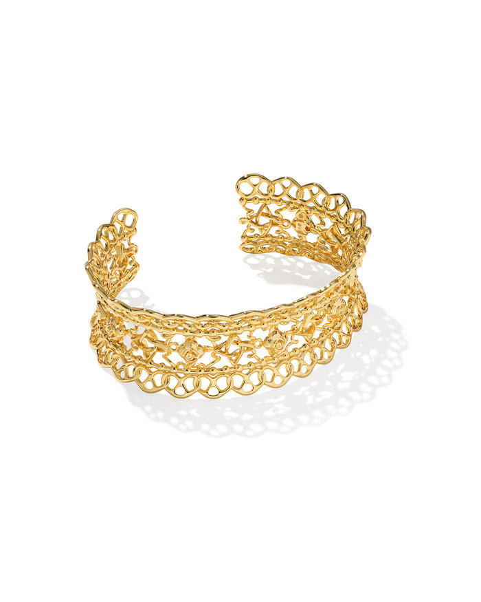 Krista Lace Cuff Bracelet in Gold Metal