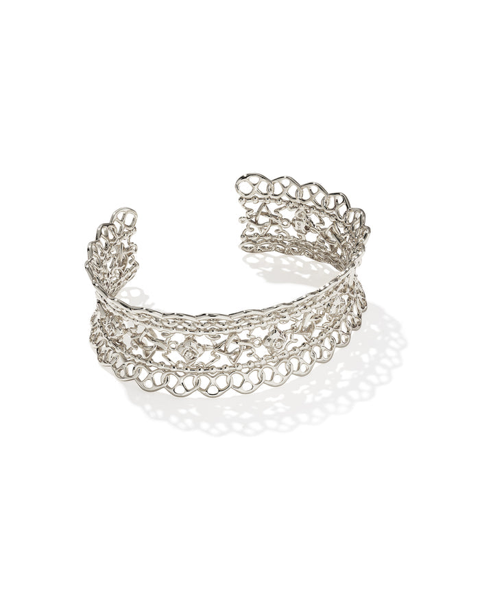 Krista Lace Cuff Bracelet in Rhodium Metal