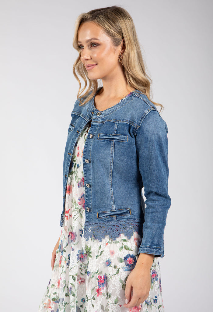 Lace Detail Denim Jacket