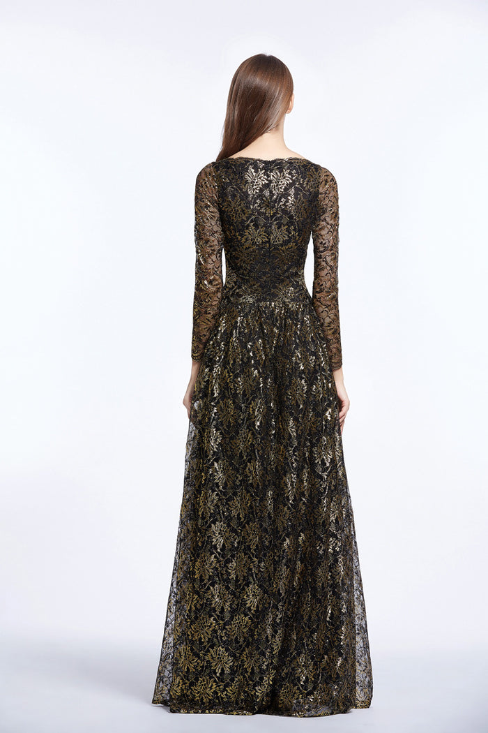 Lace Embroider Muslim Photography Dresses 3/4 sleeve Floor Length 2021
