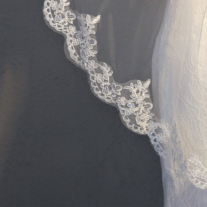 Lace Veils 1 Tier for Brides Short White/Ivory