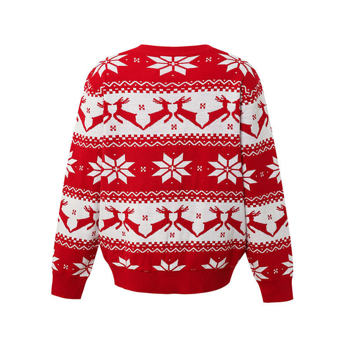 Ladies' Christmas sweater jacquard reindeer pullover warm knit sweater