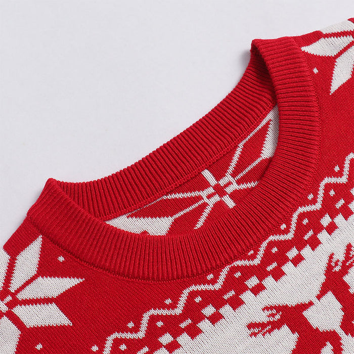 Ladies' Christmas sweater jacquard reindeer pullover warm knit sweater