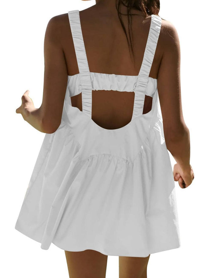 Ladies Strape Shoulder Hollow Out Mini Dress