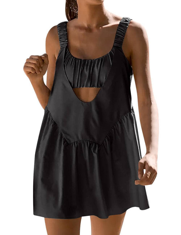 Ladies Strape Shoulder Hollow Out Mini Dress