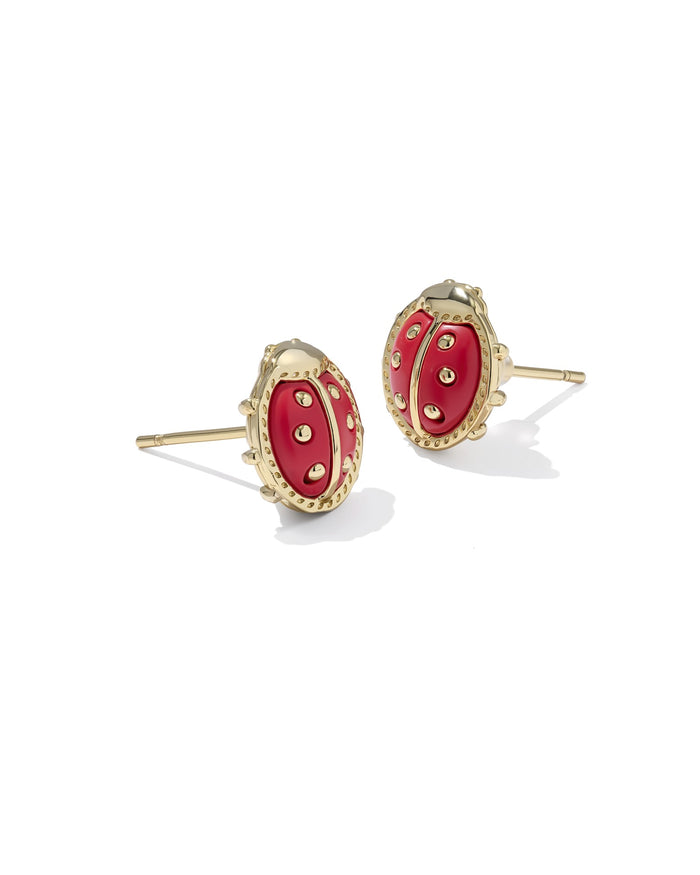 Ladybug Gold Stud Earrings
