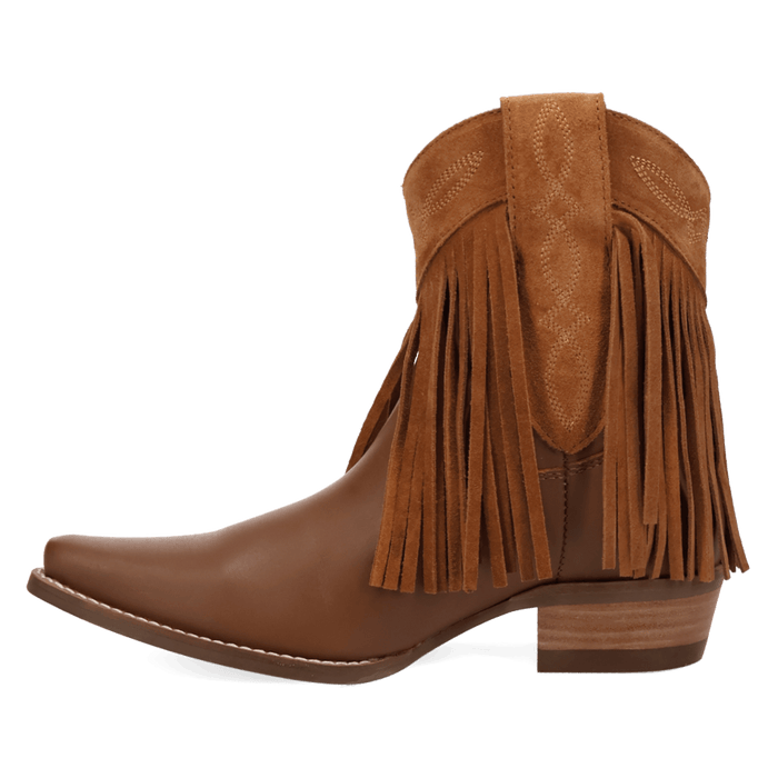 PRODUCT SHOT LAST RIDE LEATHER BOOTIE AT 135 DEGREE OUTSIDE ANGLE