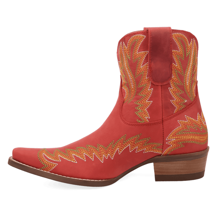 PRODUCT SHOT LAUREL LEATHER BOOTIE AT 135 DEGREE OUTSIDE ANGLE