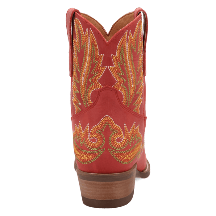 PRODUCT SHOT LAUREL LEATHER BOOTIE AT 180 DEGREE BACK ANGLE