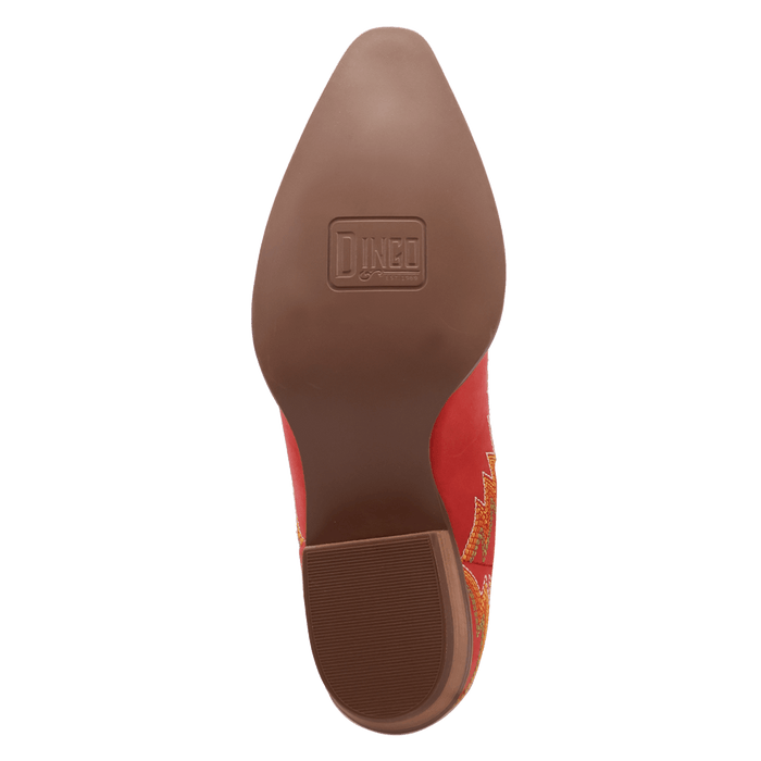 PRODUCT SHOT LAUREL LEATHER BOOTIE AT OUTSOLE ANGLE