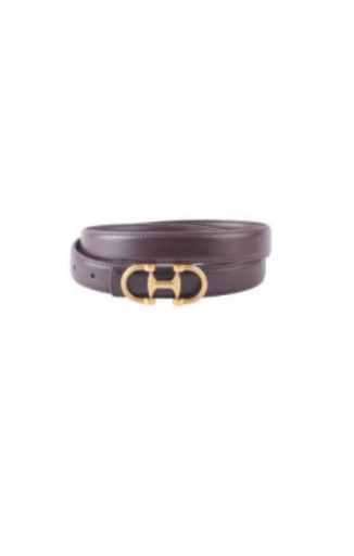 Leather Belt with Equestrian Buckle in Brown