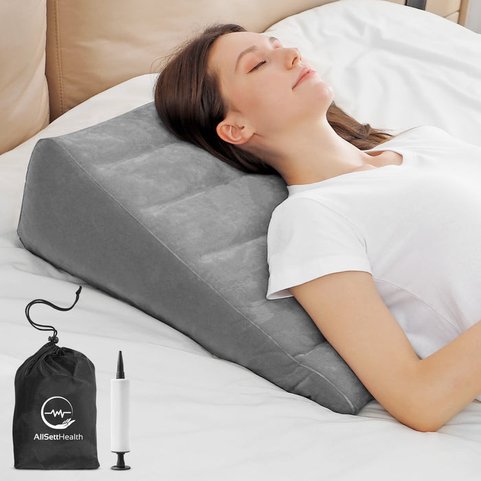 Leg Elevation Wedge Pillow – Inflatable Lumbar & Leg Support Pillow (Grey)