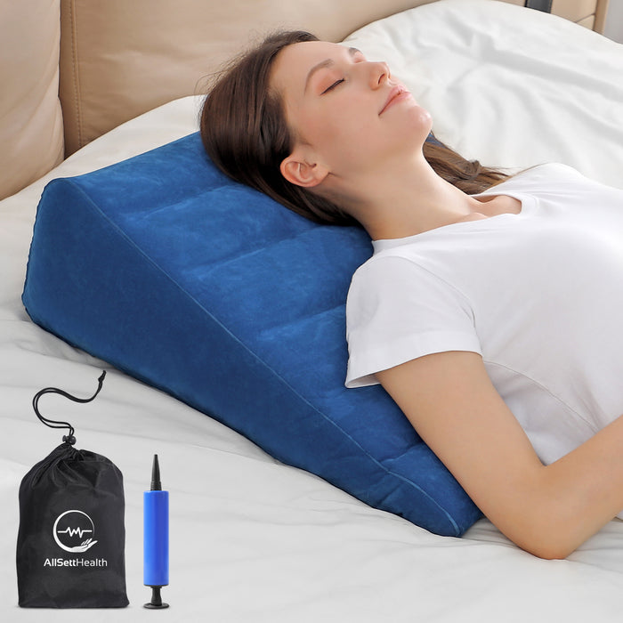 Leg Elevation Wedge Pillow – Inflatable Lumbar & Leg Support Pillow (Navy)