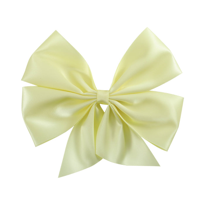 Lemon Chiffon Satin Large Bow Hair Clip - Lil Cactus