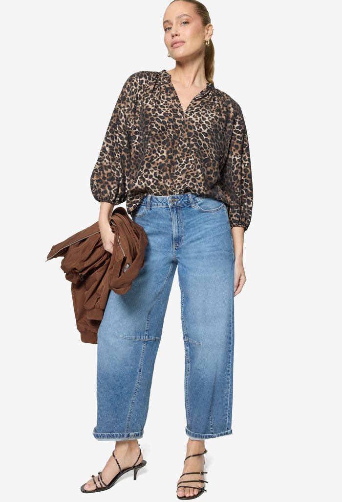 Leopard Print Slip On Blouse