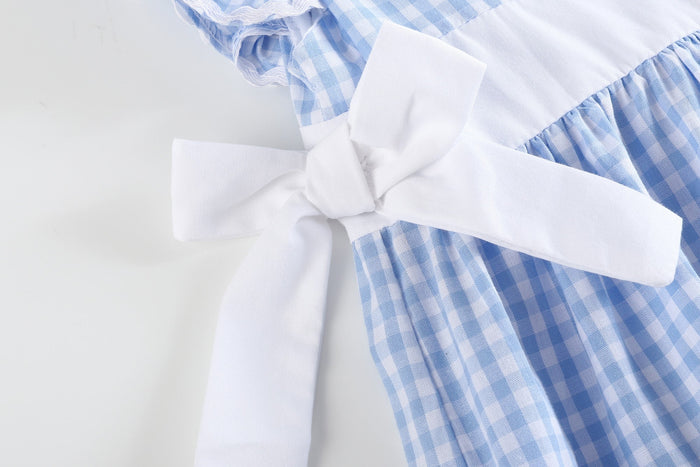Light Blue Gingham A - Line Dress - Lil Cactus