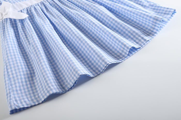 Light Blue Gingham A - Line Dress - Lil Cactus