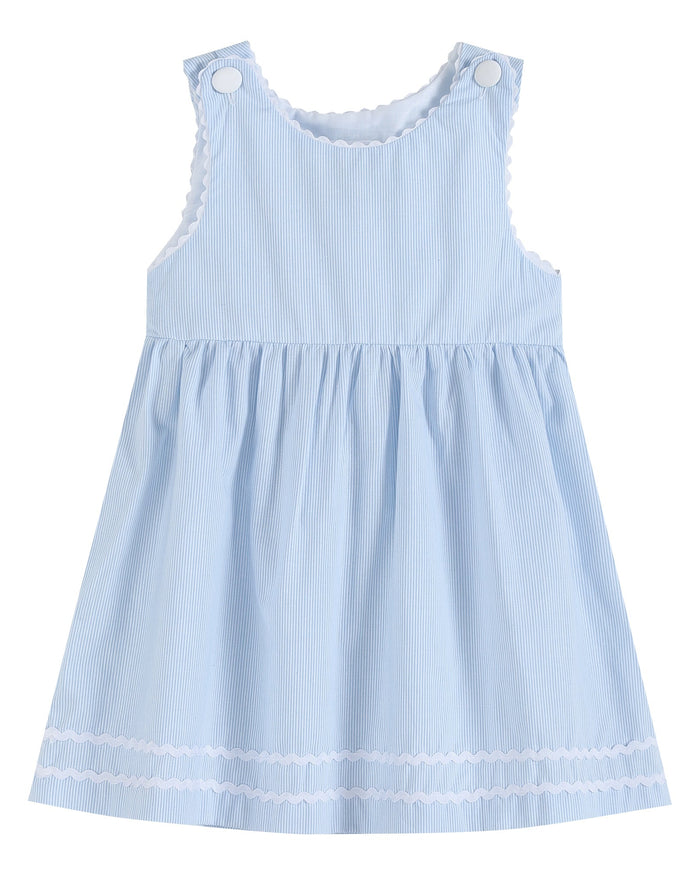 Light Blue Seersucker A - Line Dress - Lil Cactus