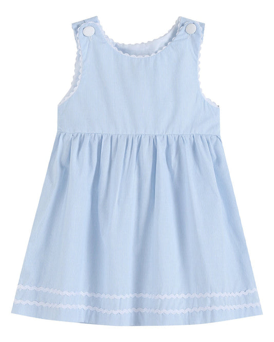 Light Blue Seersucker A - Line Dress - Lil Cactus