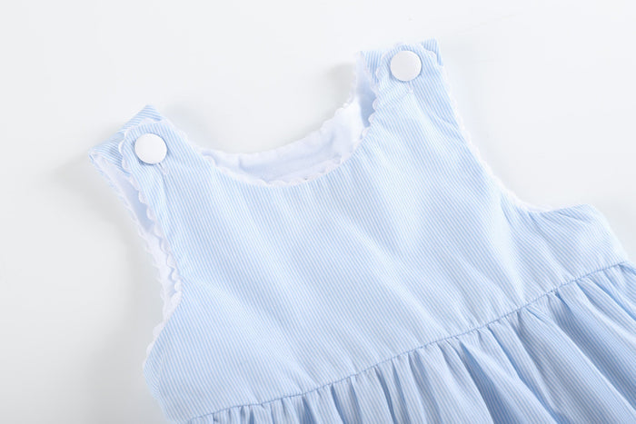 Light Blue Seersucker A - Line Dress - Lil Cactus