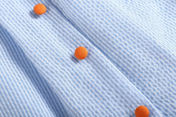Light Blue Seersucker Pumpkin Yoke Dress - Lil Cactus