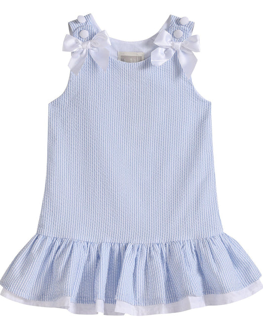 Light Blue Seersucker Ruffle Dress - Lil Cactus