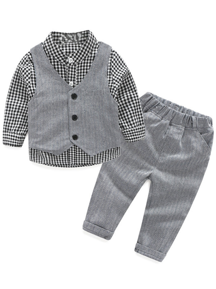 Light Grey Boy's Vest Made to Order Wedding Ring Bearer Waistcoat 1 Pocket 3 Buttons