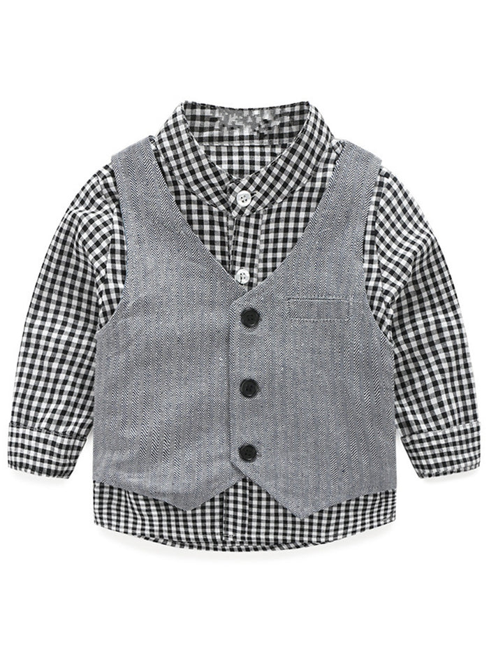 Light Grey Boy's Vest Made to Order Wedding Ring Bearer Waistcoat 1 Pocket 3 Buttons